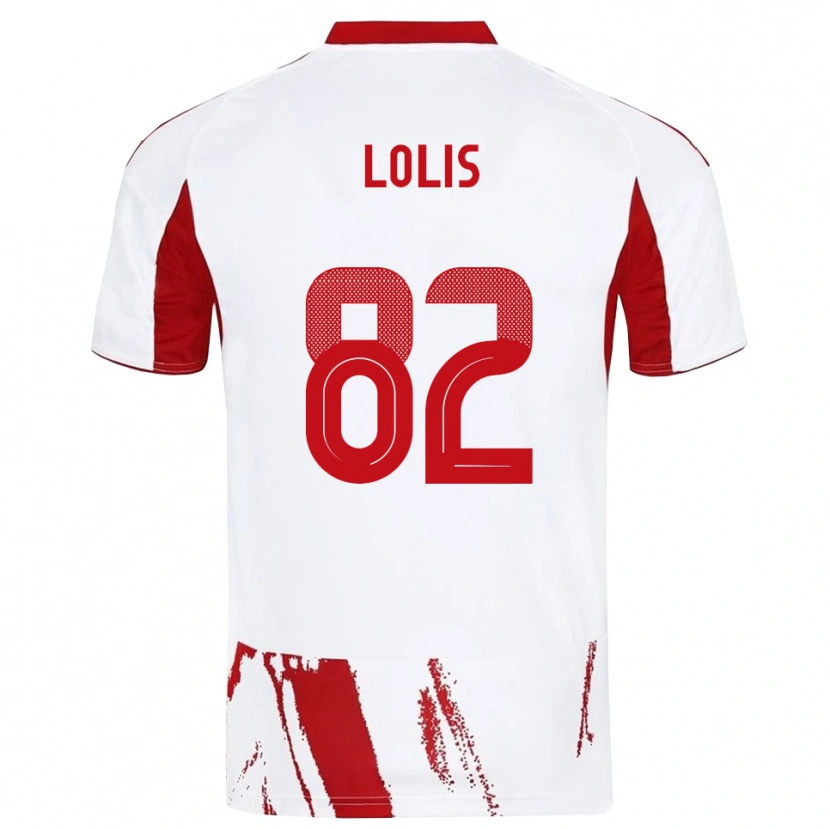 Danxen Barn Nikolaos Lolis #82 Vit Röd Bortatröja Matchtröjor 2025/26 Tröjor T-Tröja