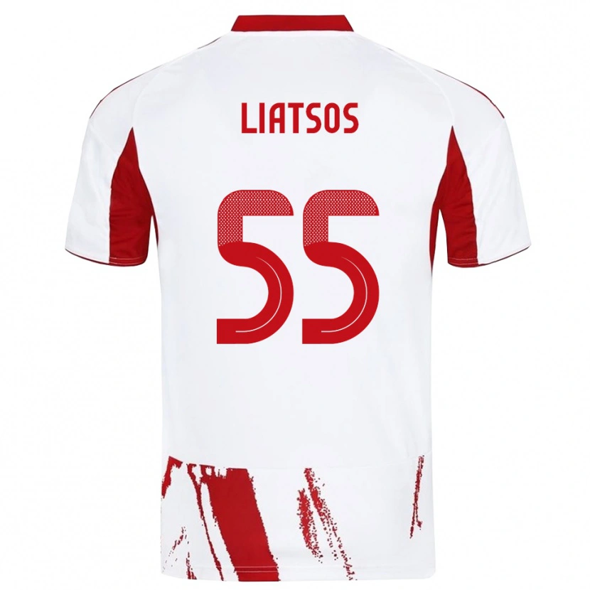 Danxen Barn Christos Liatsos #55 Vit Röd Bortatröja Matchtröjor 2025/26 Tröjor T-Tröja