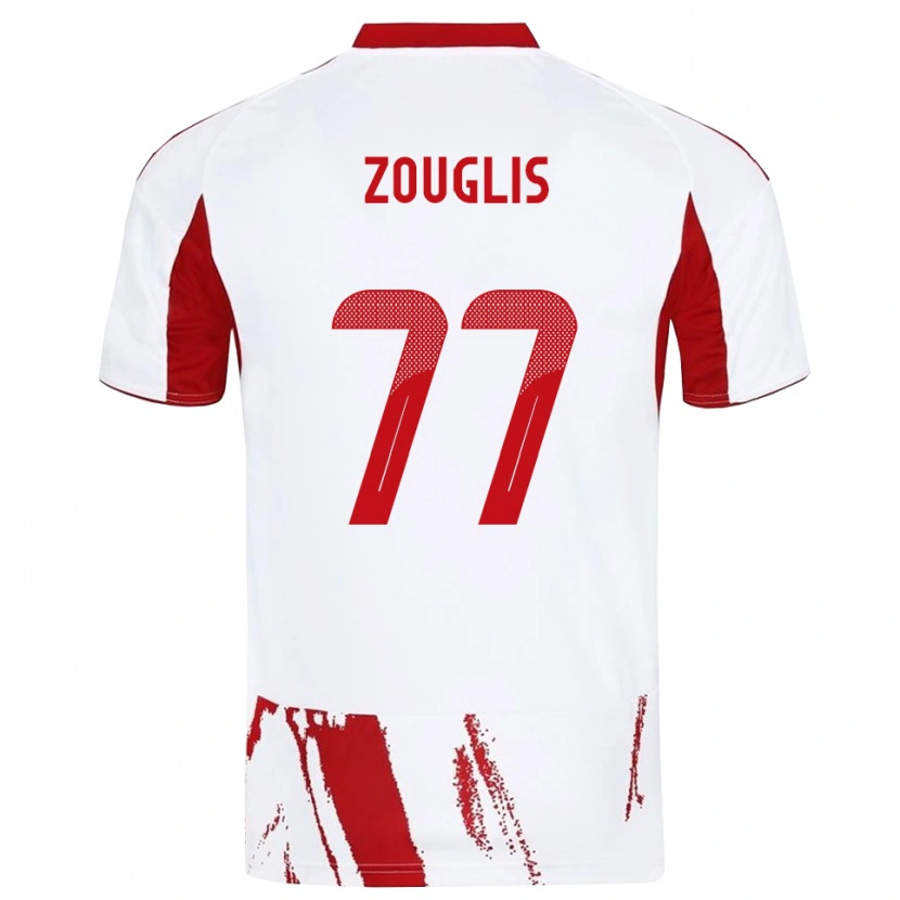 Danxen Barn Nikolaos Zouglis #77 Vit Röd Bortatröja Matchtröjor 2025/26 Tröjor T-Tröja