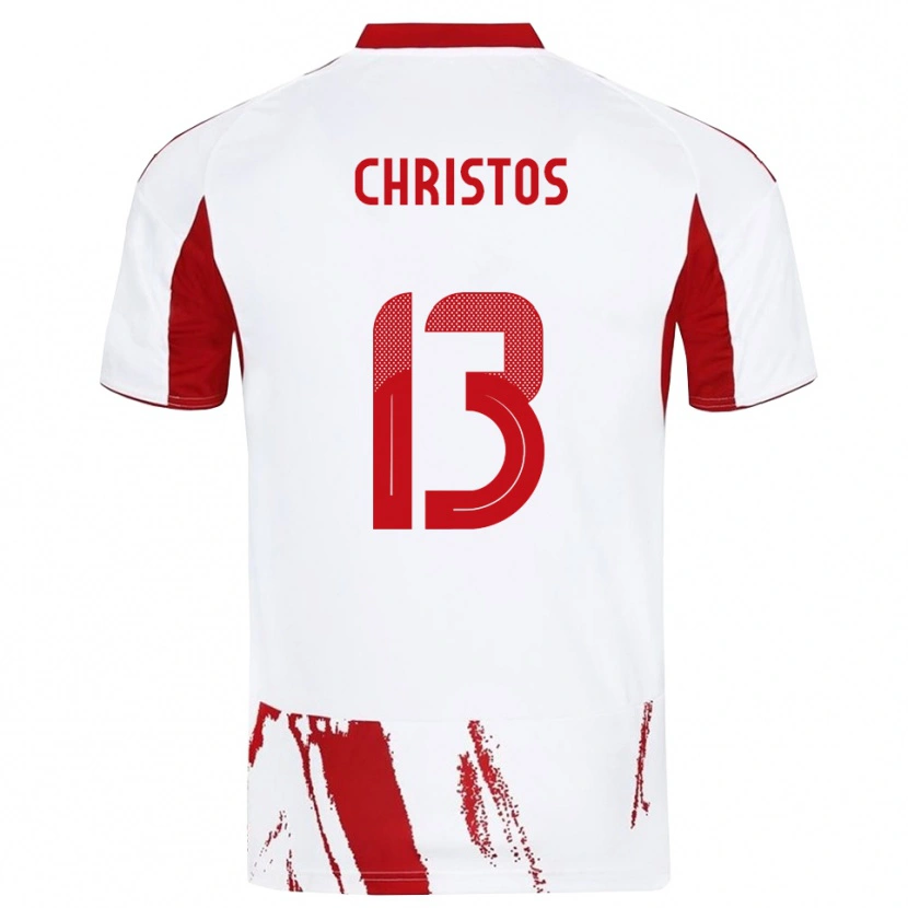 Danxen Barn Christos Michailidis #13 Vit Röd Bortatröja Matchtröjor 2025/26 Tröjor T-Tröja