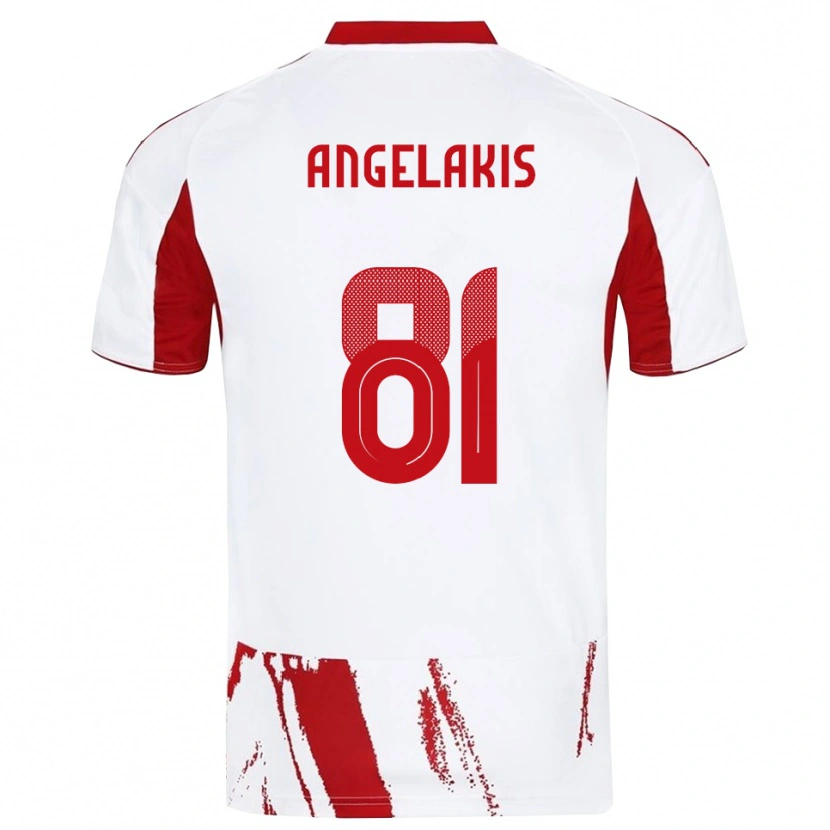 Danxen Barn Konstantinos Angelakis #81 Vit Röd Bortatröja Matchtröjor 2025/26 Tröjor T-Tröja