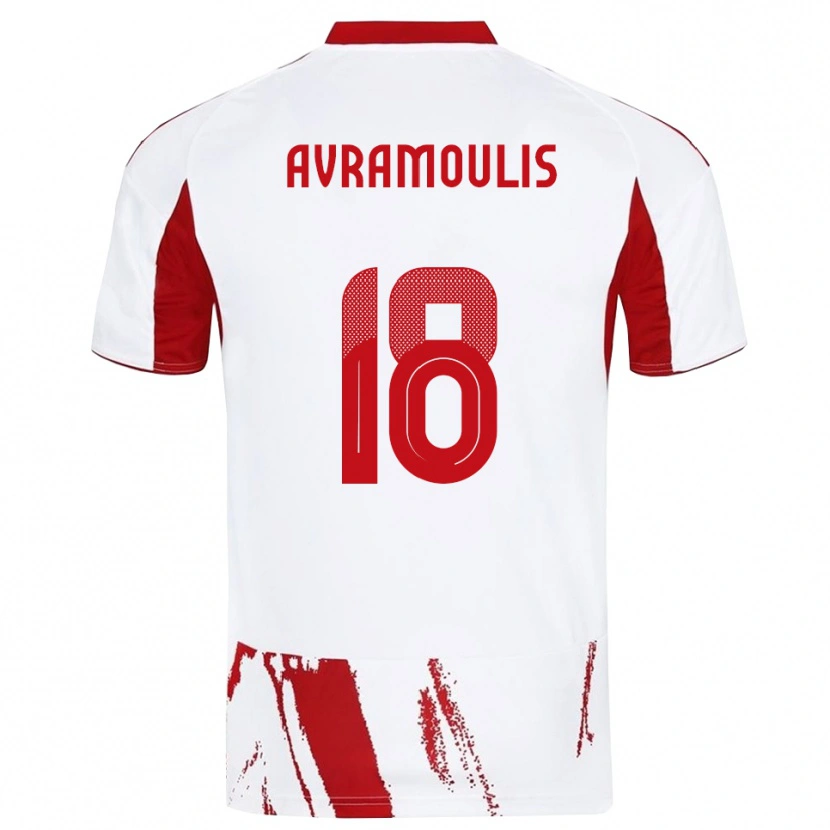 Danxen Barn Nikolaos Avramoulis #18 Vit Röd Bortatröja Matchtröjor 2025/26 Tröjor T-Tröja