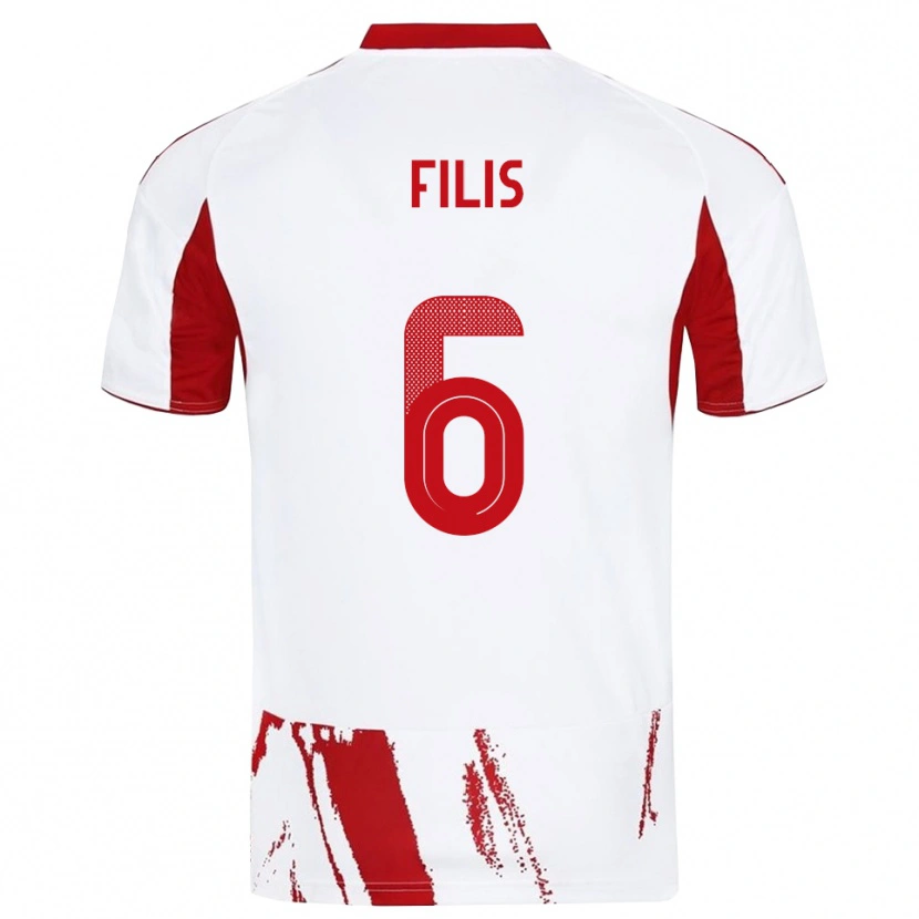 Danxen Barn Christos Filis #6 Vit Röd Bortatröja Matchtröjor 2025/26 Tröjor T-Tröja