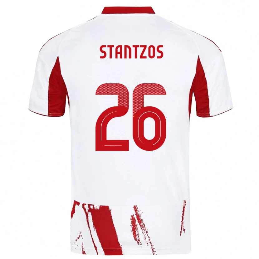 Danxen Barn Athanasios Stantzos #26 Vit Röd Bortatröja Matchtröjor 2025/26 Tröjor T-Tröja