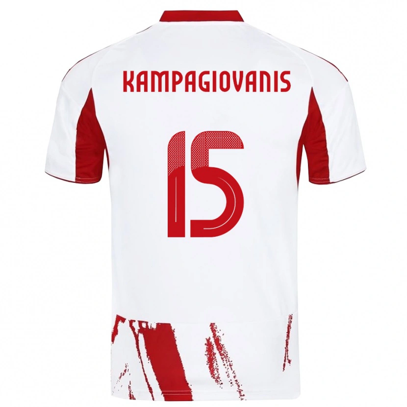 Danxen Barn Anastasios Kampagiovanis #15 Vit Röd Bortatröja Matchtröjor 2025/26 Tröjor T-Tröja