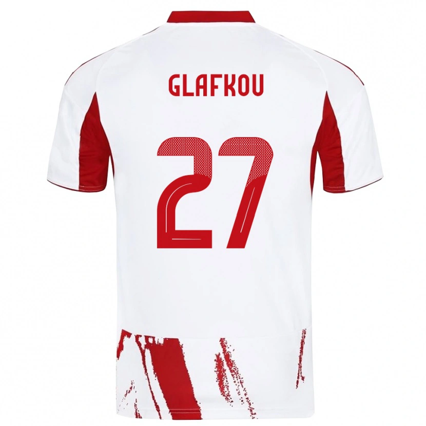 Danxen Barn Anastasis Glafkou #27 Vit Röd Bortatröja Matchtröjor 2025/26 Tröjor T-Tröja