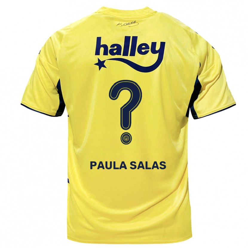 Danxen Barn María Paula Salas #0 Gul Marinblå Bortatröja Matchtröjor 2025/26 Tröjor T-Tröja