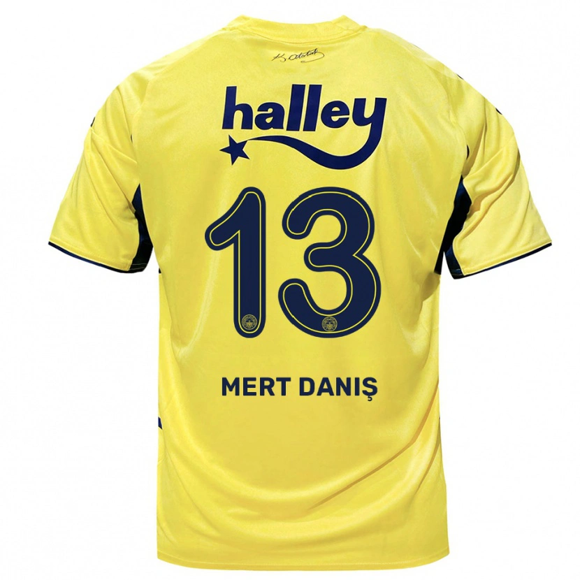 Danxen Barn Mustafa Mert Danış #13 Gul Marinblå Bortatröja Matchtröjor 2025/26 Tröjor T-Tröja