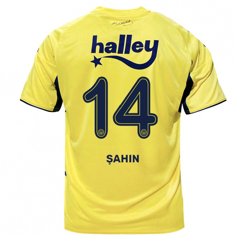 Danxen Barn Uğur Şahin #14 Gul Marinblå Bortatröja Matchtröjor 2025/26 Tröjor T-Tröja