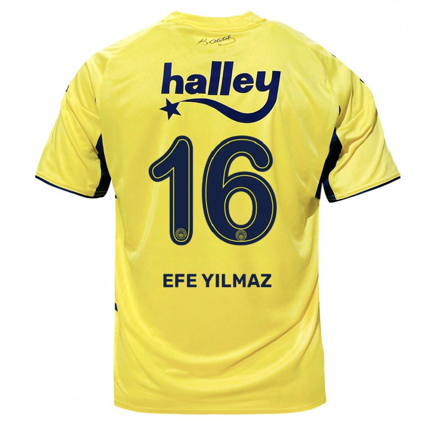 Danxen Barn Efe Yılmaz #16 Gul Marinblå Bortatröja Matchtröjor 2025/26 Tröjor T-Tröja