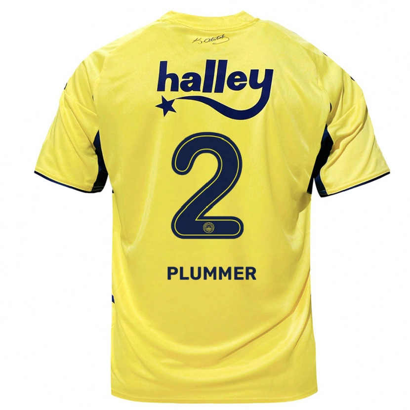 Danxen Barn Konya Plummer #2 Gul Marinblå Bortatröja Matchtröjor 2025/26 Tröjor T-Tröja