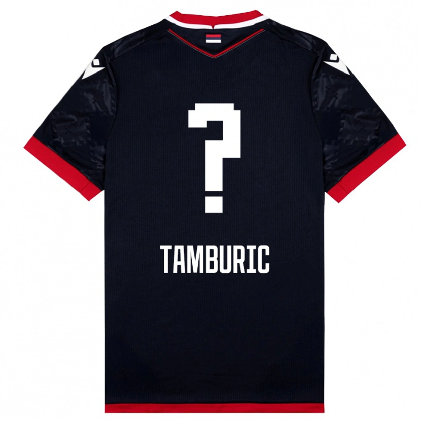 Danxen Barn Vukasin Tamburic #0 Svart Röd Bortatröja Matchtröjor 2025/26 Tröjor T-Tröja