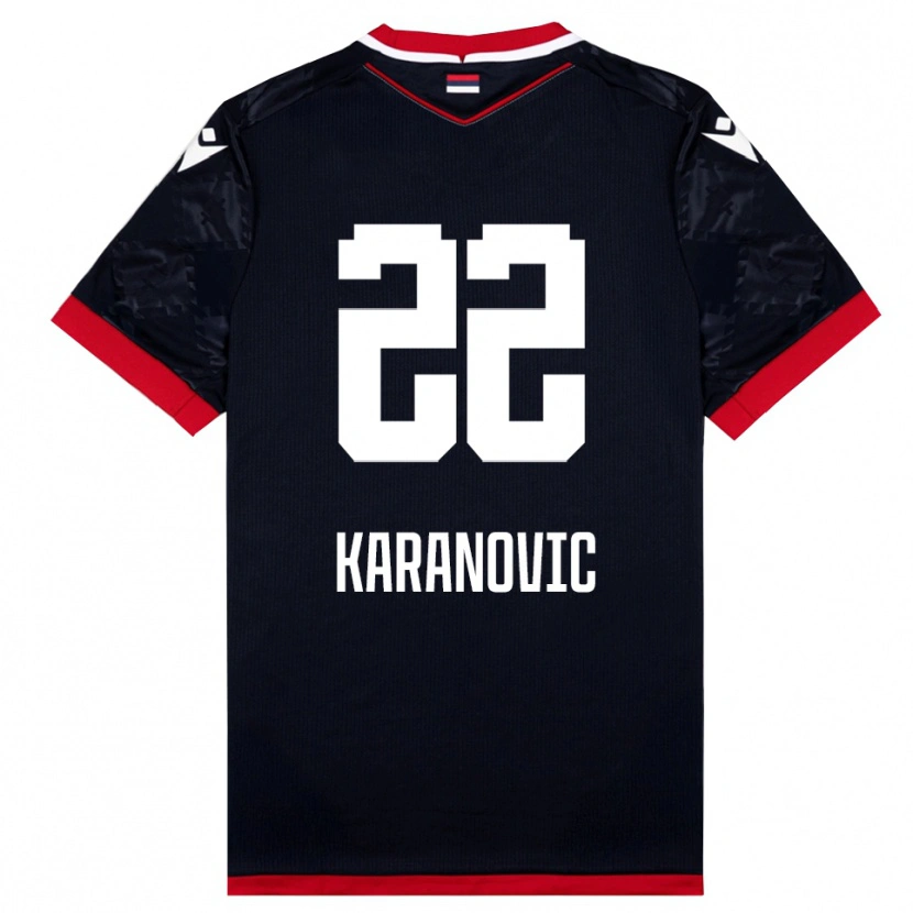 Danxen Barn Danilo Karanovic #22 Svart Röd Bortatröja Matchtröjor 2025/26 Tröjor T-Tröja