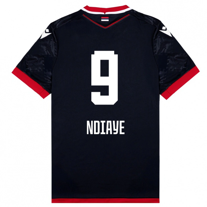 Danxen Barn Cherif Ndiaye #9 Svart Röd Bortatröja Matchtröjor 2025/26 Tröjor T-Tröja