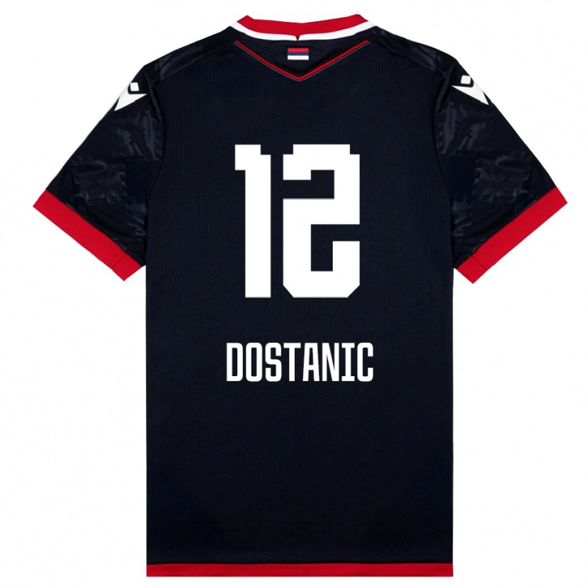 Danxen Barn Filip Dostanic #12 Svart Röd Bortatröja Matchtröjor 2025/26 Tröjor T-Tröja