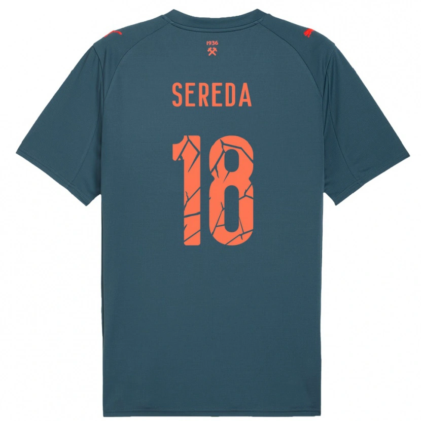 Danxen Barn Oleksandr Sereda #18 Marinblå Röd Bortatröja Matchtröjor 2025/26 Tröjor T-Tröja