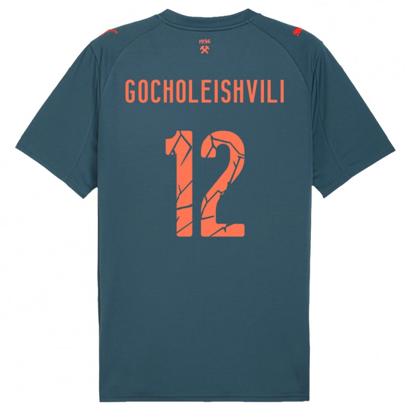Danxen Barn Giorgi Gocholeishvili #12 Marinblå Röd Bortatröja Matchtröjor 2025/26 Tröjor T-Tröja