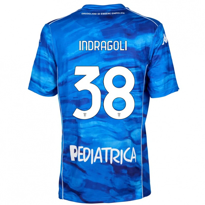 Danxen Män Gabriele Indragoli #38 Blå Vit Hemmatröja Matchtröjor 2025/26 Tröjor T-Tröja