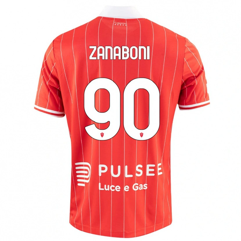 Danxen Män Emanuele Zanaboni #90 Röd Vit Hemmatröja Matchtröjor 2025/26 Tröjor T-Tröja