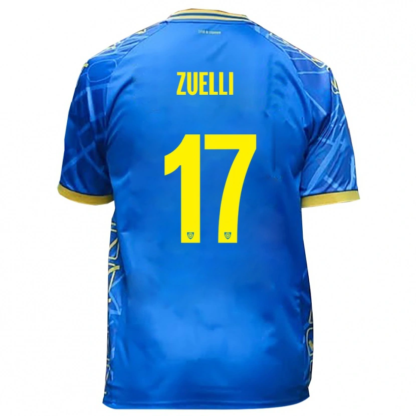 Danxen Män Emanuele Zuelli #17 Himmelsblått Gult Hemmatröja Matchtröjor 2025/26 Tröjor T-Tröja