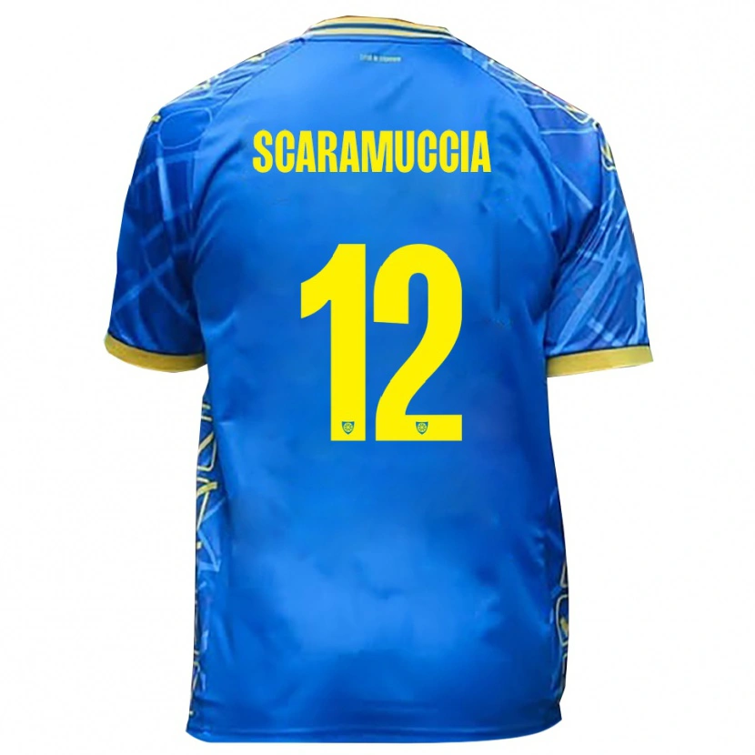 Danxen Män Francesco Scaramuccia #12 Himmelsblått Gult Hemmatröja Matchtröjor 2025/26 Tröjor T-Tröja