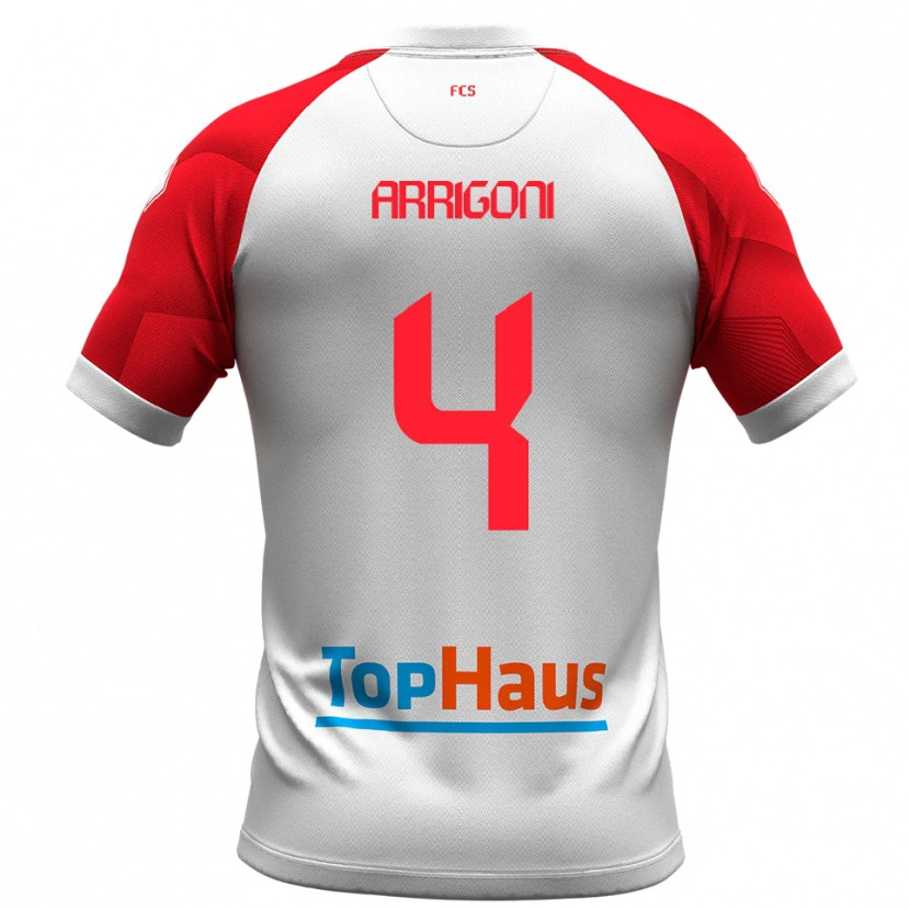 Danxen Män Tommaso Arrigoni #4 Vitt Rött Hemmatröja Matchtröjor 2025/26 Tröjor T-Tröja