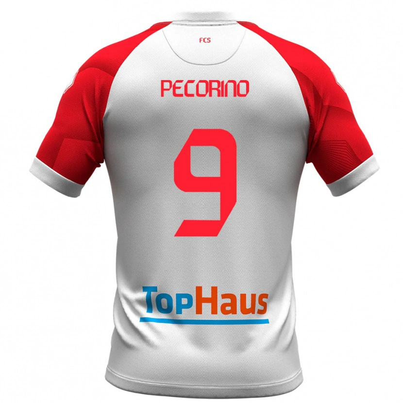 Danxen Män Emanuele Pecorino #9 Vitt Rött Hemmatröja Matchtröjor 2025/26 Tröjor T-Tröja