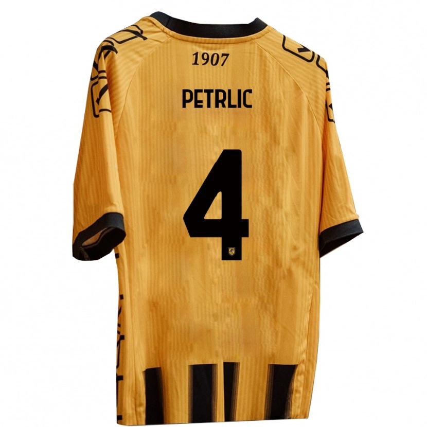 Danxen Män Vincenzo Petrlic #4 Gult Svart Hemmatröja Matchtröjor 2025/26 Tröjor T-Tröja