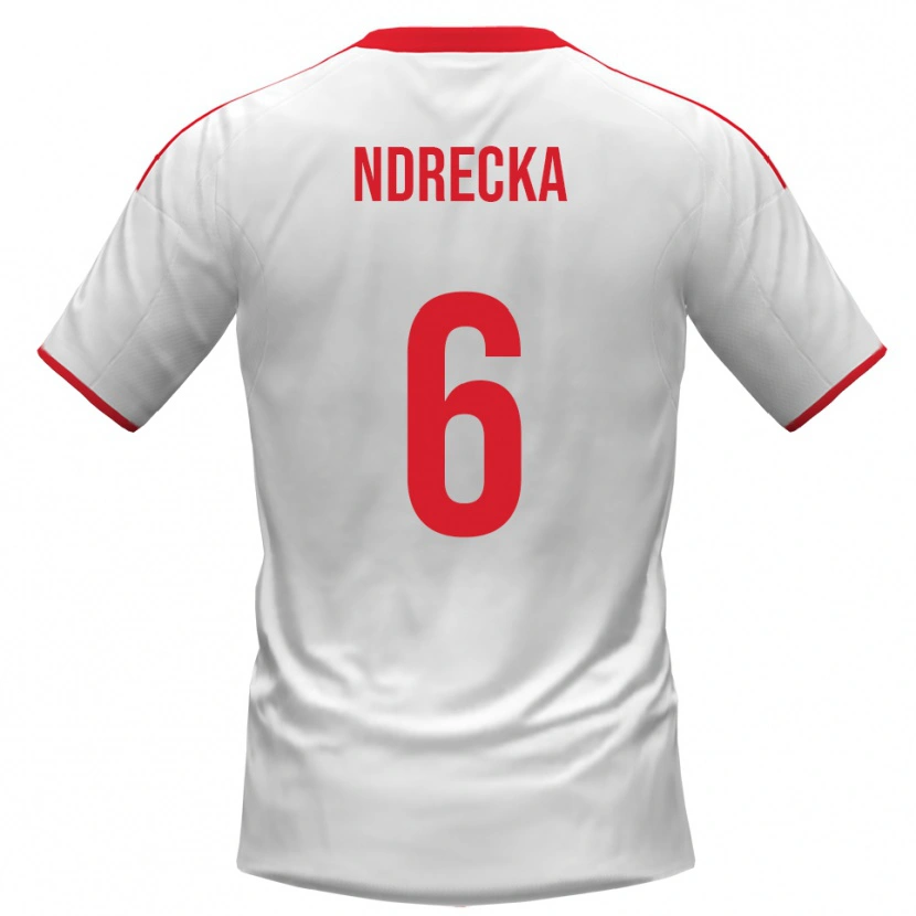 Danxen Män Eros Ndrecka #6 Vit Röd Hemmatröja Matchtröjor 2025/26 Tröjor T-Tröja