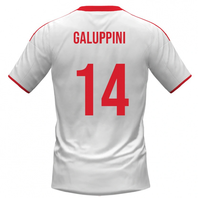 Danxen Män Francesco Galuppini #14 Vit Röd Hemmatröja Matchtröjor 2025/26 Tröjor T-Tröja