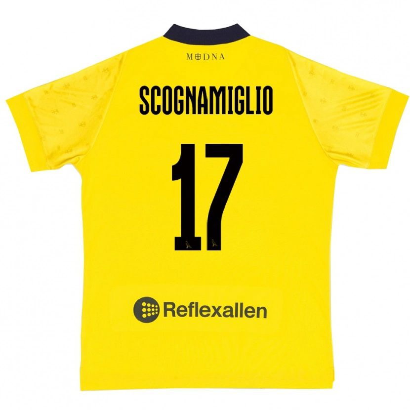 Danxen Män Giuseppe Scognamiglio #17 Gul Marinblå Hemmatröja Matchtröjor 2025/26 Tröjor T-Tröja
