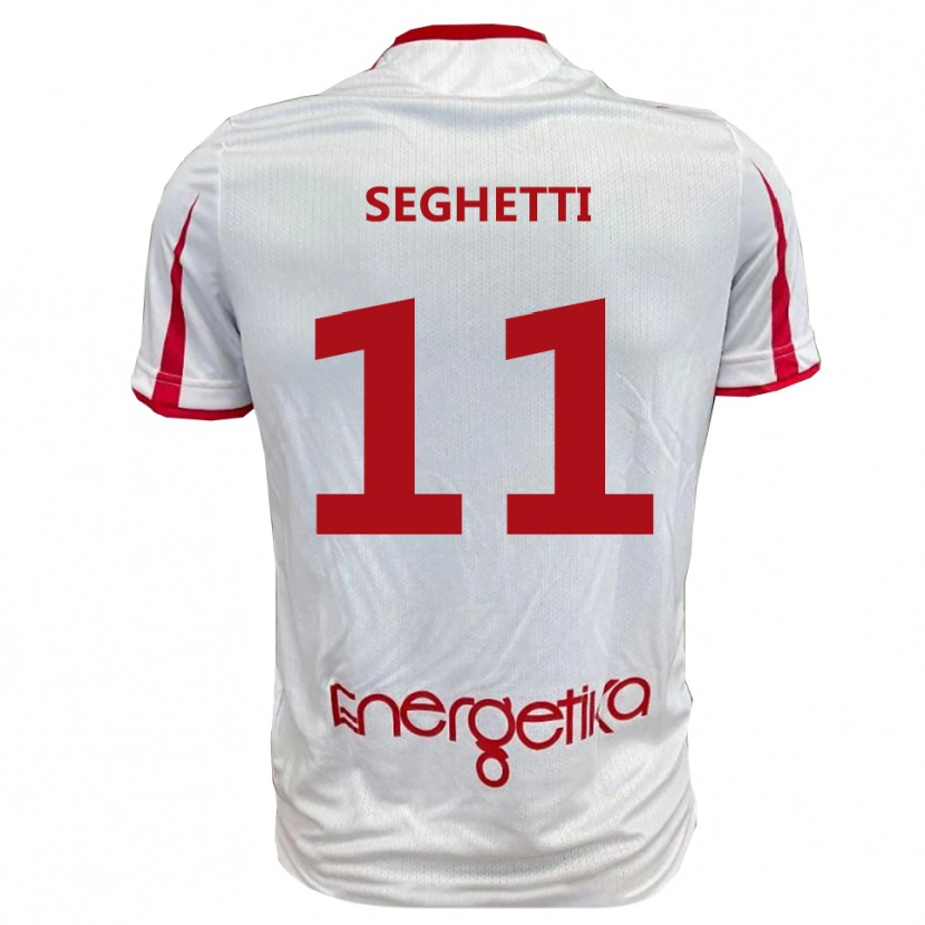 Danxen Män Alessandro Seghetti #11 Vit Röd Hemmatröja Matchtröjor 2025/26 Tröjor T-Tröja