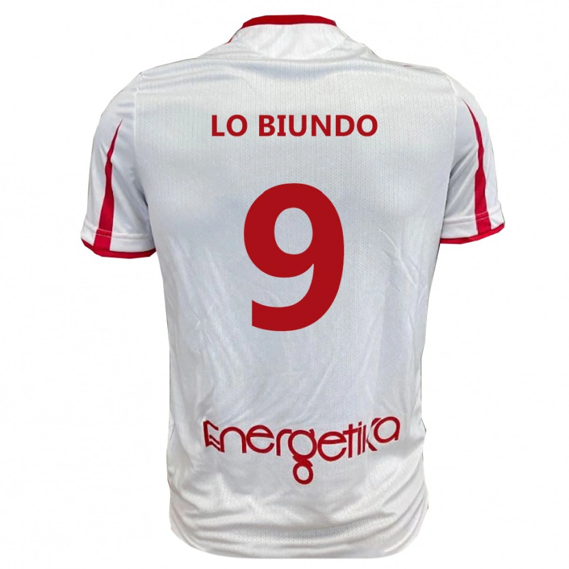 Danxen Män Emiliano Lo Biundo #9 Vit Röd Hemmatröja Matchtröjor 2025/26 Tröjor T-Tröja