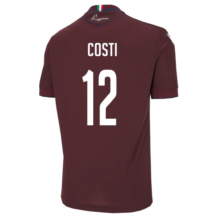 Danxen Män Filippo Costi #12 Bourgogne Vitt Hemmatröja Matchtröjor 2025/26 Tröjor T-Tröja