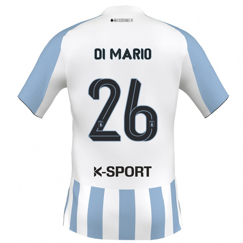 Danxen Män Stefano Di Mario #26 Vitt Himmelsblått Hemmatröja Matchtröjor 2025/26 Tröjor T-Tröja