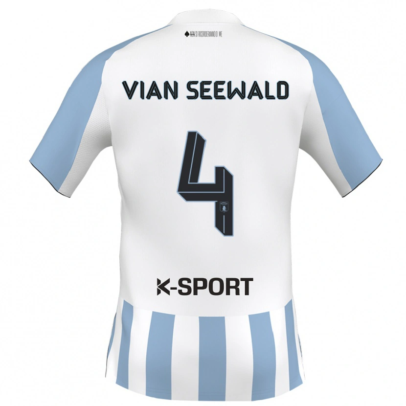 Danxen Män Pedro Vian Seewald #4 Vitt Himmelsblått Hemmatröja Matchtröjor 2025/26 Tröjor T-Tröja