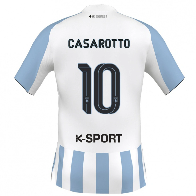 Danxen Män Matteo Casarotto #10 Vitt Himmelsblått Hemmatröja Matchtröjor 2025/26 Tröjor T-Tröja