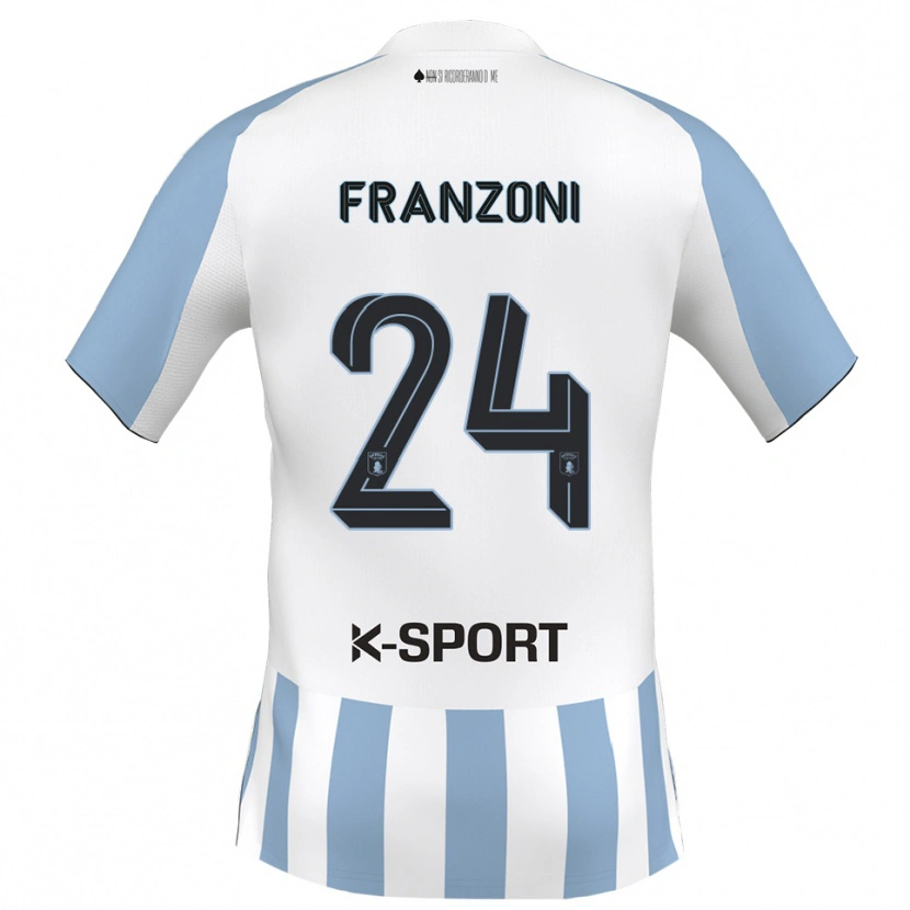 Danxen Män Andrea Franzoni #24 Vitt Himmelsblått Hemmatröja Matchtröjor 2025/26 Tröjor T-Tröja
