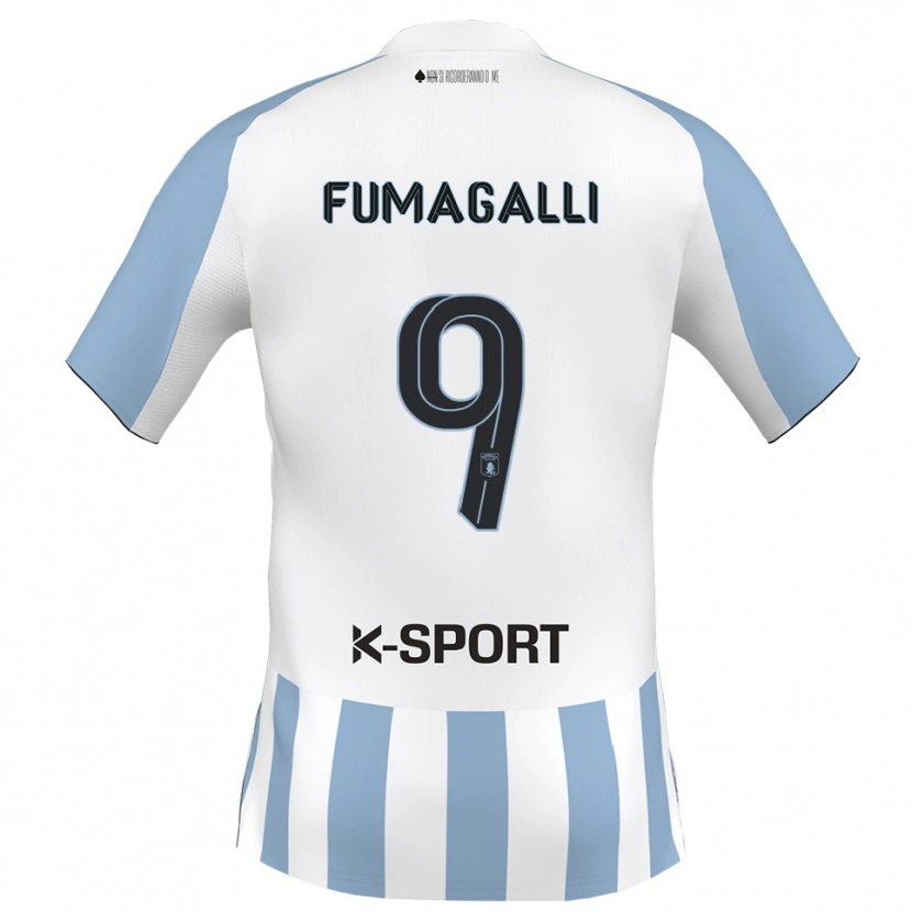 Danxen Män Tommaso Fumagalli #9 Vitt Himmelsblått Hemmatröja Matchtröjor 2025/26 Tröjor T-Tröja