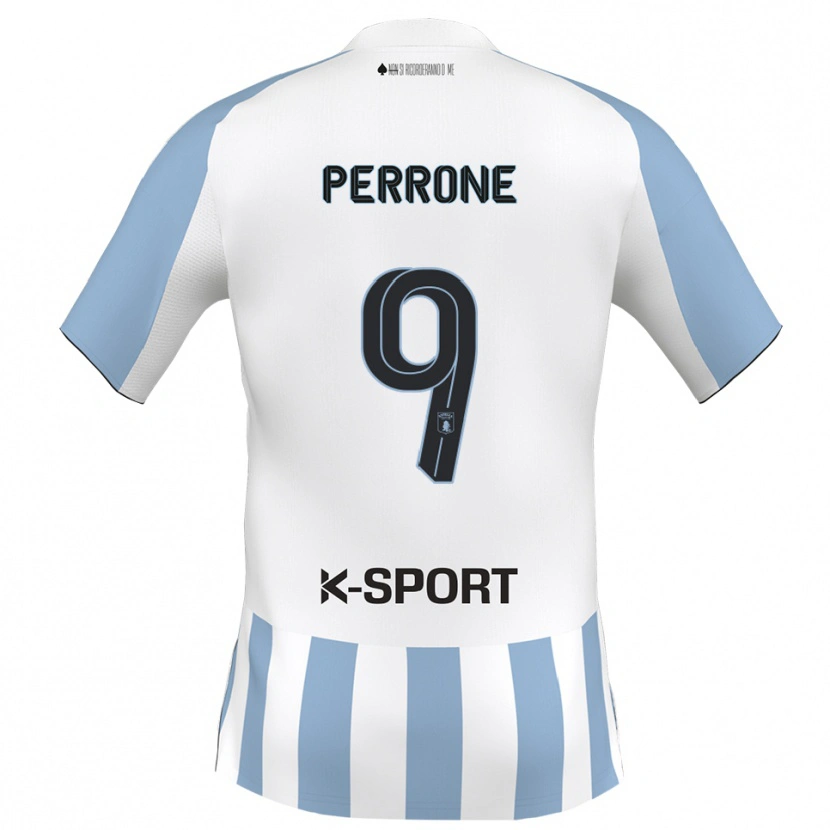 Danxen Män Gabriel Perrone #9 Vitt Himmelsblått Hemmatröja Matchtröjor 2025/26 Tröjor T-Tröja