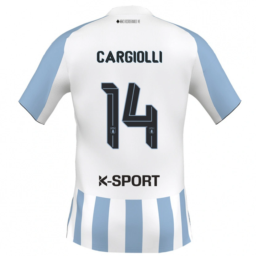 Danxen Män Tommaso Cargiolli #14 Vitt Himmelsblått Hemmatröja Matchtröjor 2025/26 Tröjor T-Tröja