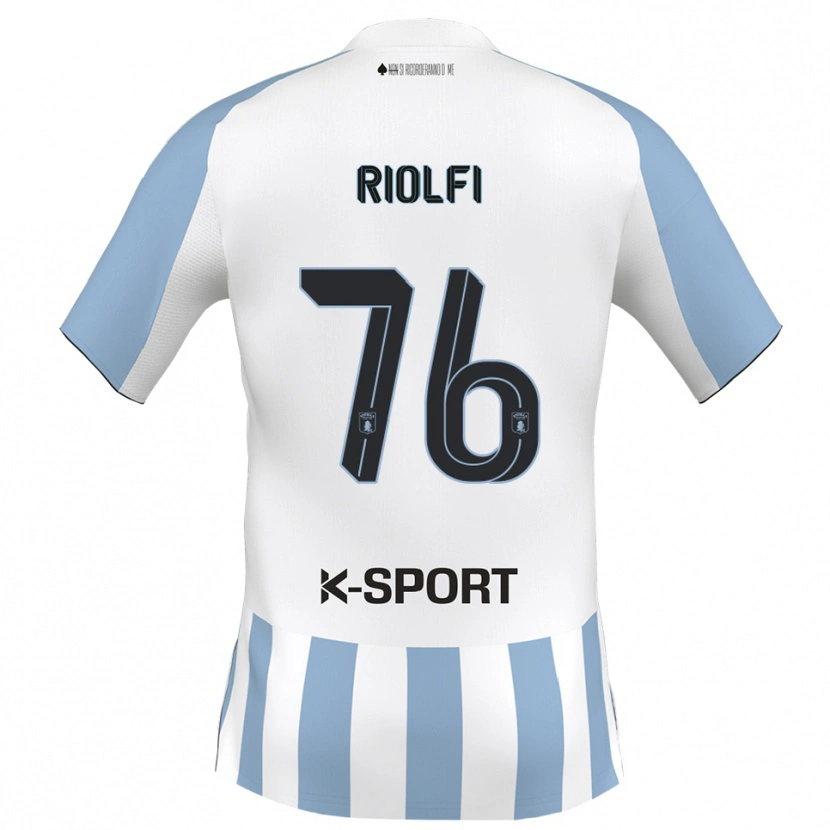 Danxen Män Emanuele Riolfi #76 Vitt Himmelsblått Hemmatröja Matchtröjor 2025/26 Tröjor T-Tröja