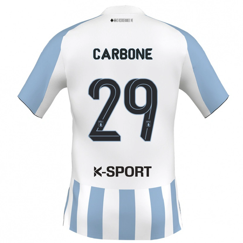 Danxen Män Matteo Carbone #29 Vitt Himmelsblått Hemmatröja Matchtröjor 2025/26 Tröjor T-Tröja