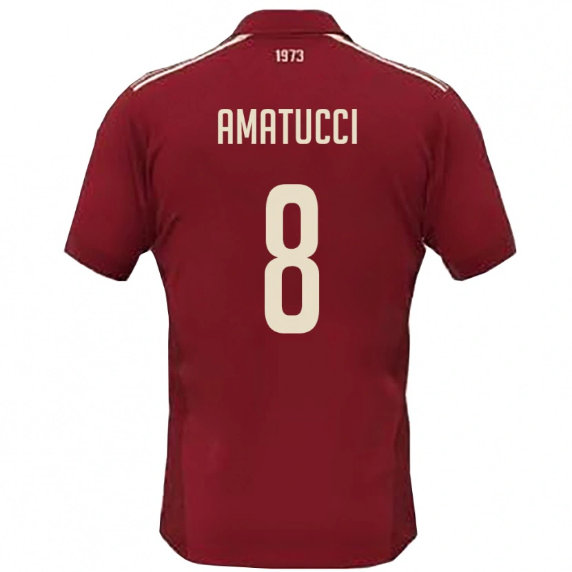 Danxen Män Francesco Amatucci #8 Vinröd Vit Hemmatröja Matchtröjor 2025/26 Tröjor T-Tröja