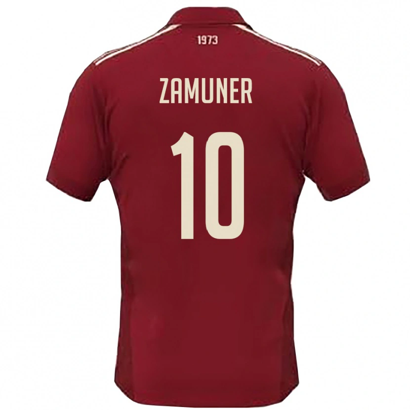 Danxen Män Mattia Zamuner #10 Vinröd Vit Hemmatröja Matchtröjor 2025/26 Tröjor T-Tröja