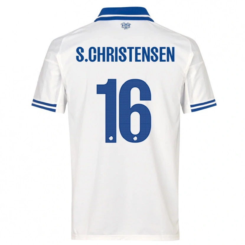 Danxen Män Sebastian Christensen #16 Vit Blå Hemmatröja Matchtröjor 2025/26 Tröjor T-Tröja