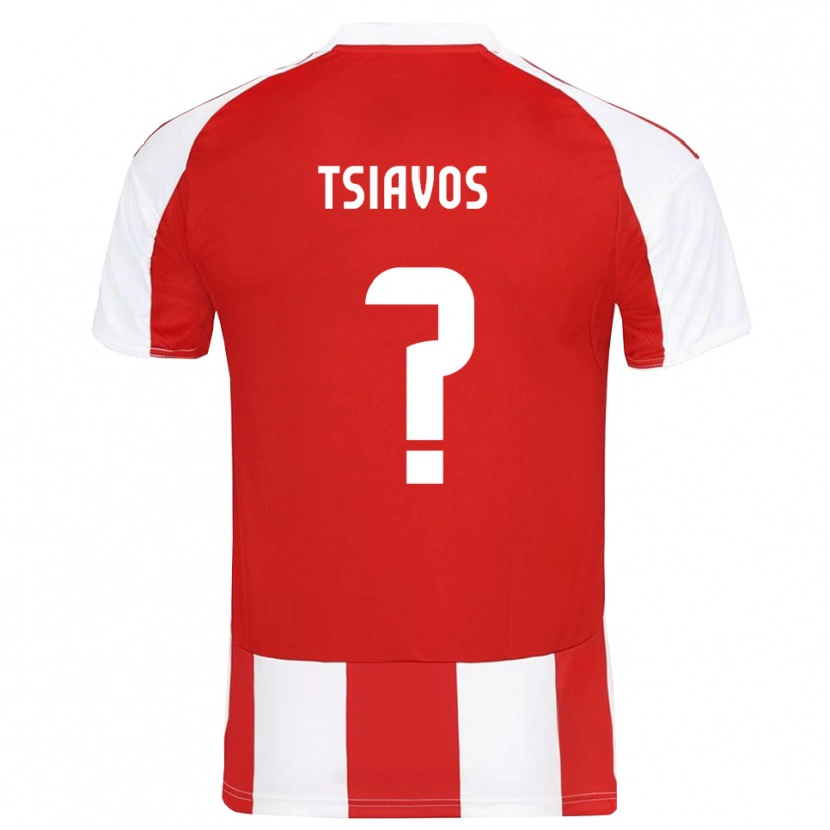 Danxen Män Stavros Tsiavos #0 Röd Vit Hemmatröja Matchtröjor 2025/26 Tröjor T-Tröja