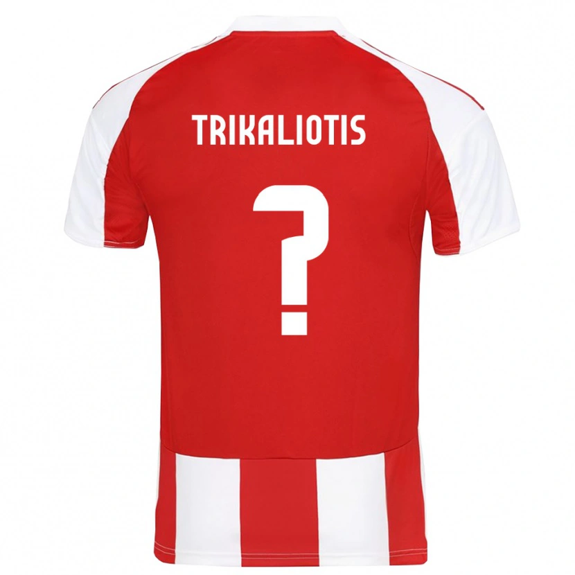 Danxen Män Vangelis Trikaliotis #0 Röd Vit Hemmatröja Matchtröjor 2025/26 Tröjor T-Tröja