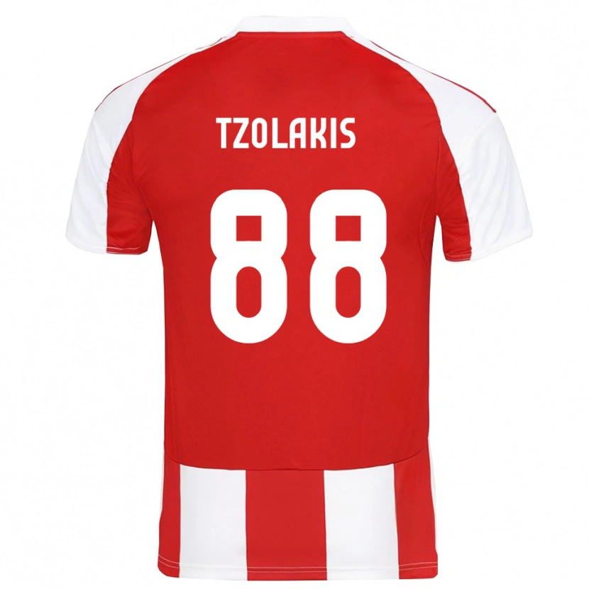 Danxen Män Konstantinos Tzolakis #88 Röd Vit Hemmatröja Matchtröjor 2025/26 Tröjor T-Tröja