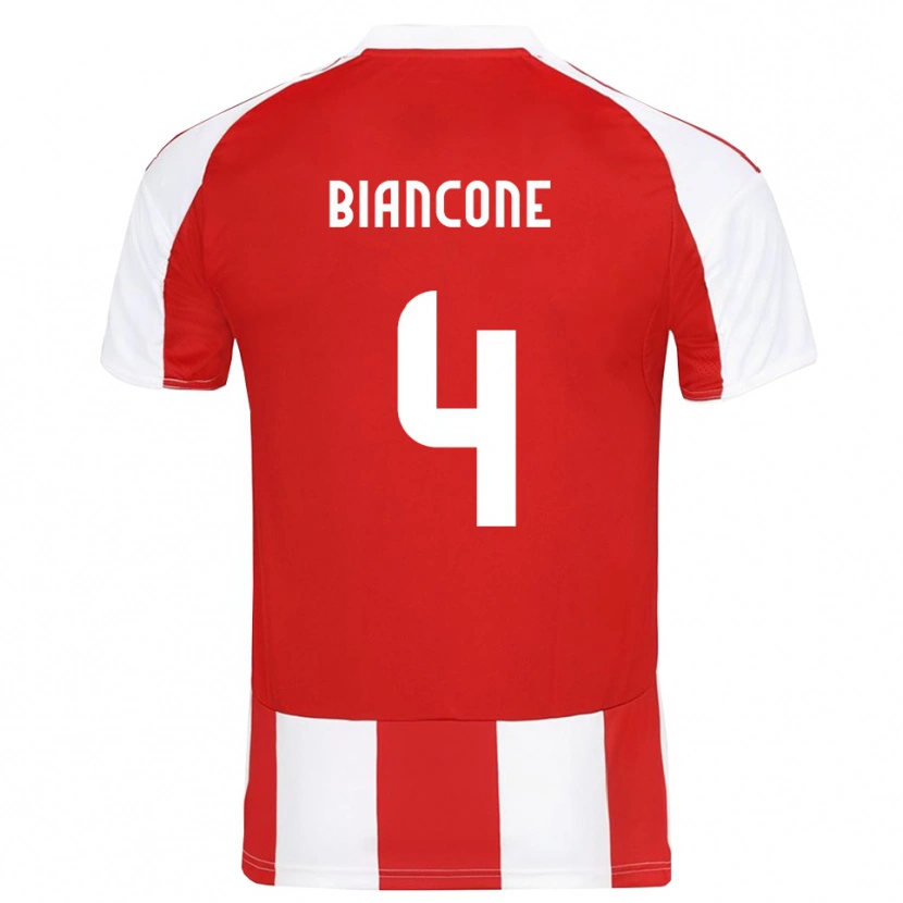 Danxen Män Giulian Biancone #4 Röd Vit Hemmatröja Matchtröjor 2025/26 Tröjor T-Tröja